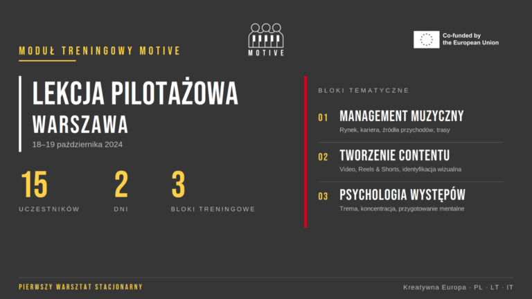 Pilot Lesson MOTIVE w Warszawie. 15 osób, dwa dni, trzy bloki