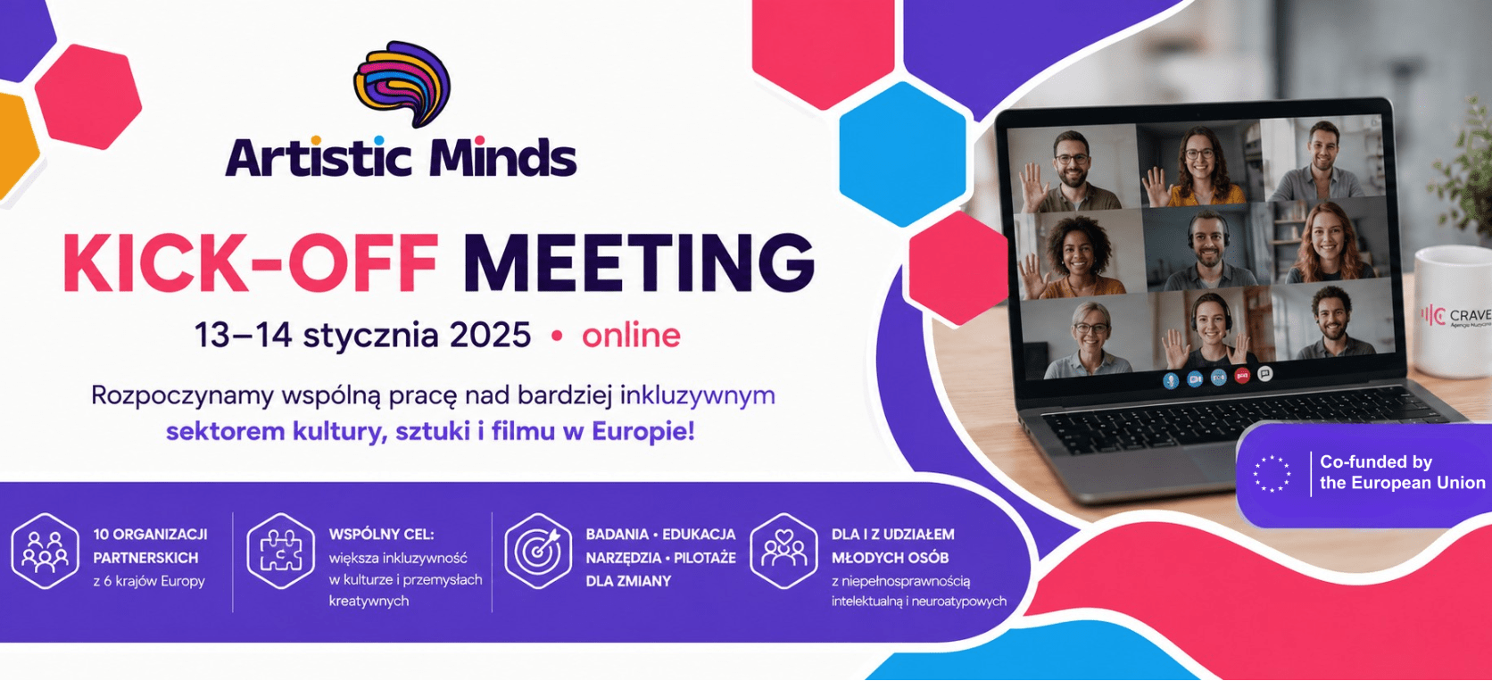 ArtisticMinds Kick-off Meeting, 13-14 stycznia 2025, online. Międzynarodowy projekt na rzecz inkluzywności w sektorze kult...